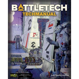BattleTech: TechManual book cover with a large white and gray armored mech with red markings beside industrial structures, with smaller vehicles and figures below. The cover reads “BATTLETECH,” “TECHMANUAL” and “CORE CONSTRUCTION RULES.”