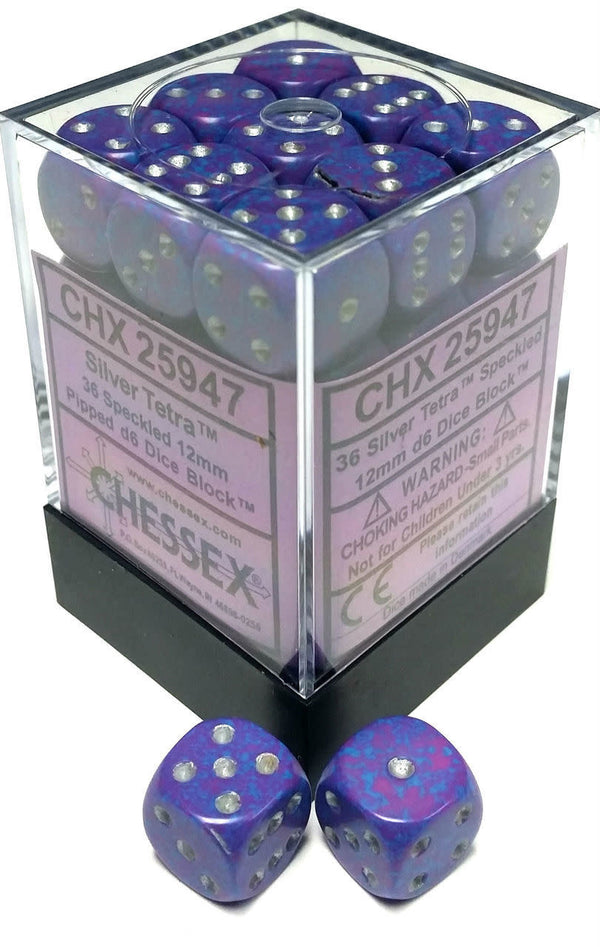 Chessex: Speckled Silver Tetra Set of 36 d6 Dice