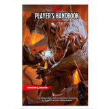 Front cover of a Dungeons & Dragons Player’s Handbook, showing a white-haired, bearded fantasy warrior amid fiery orange battle artwork. The cover reads “D&D” in red above “PLAYER’S HANDBOOK” in large white lettering.