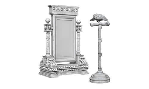 WizKids Minis: Deep Cuts Unpainted Miniatures, W5 Mirror & Bird on Stand